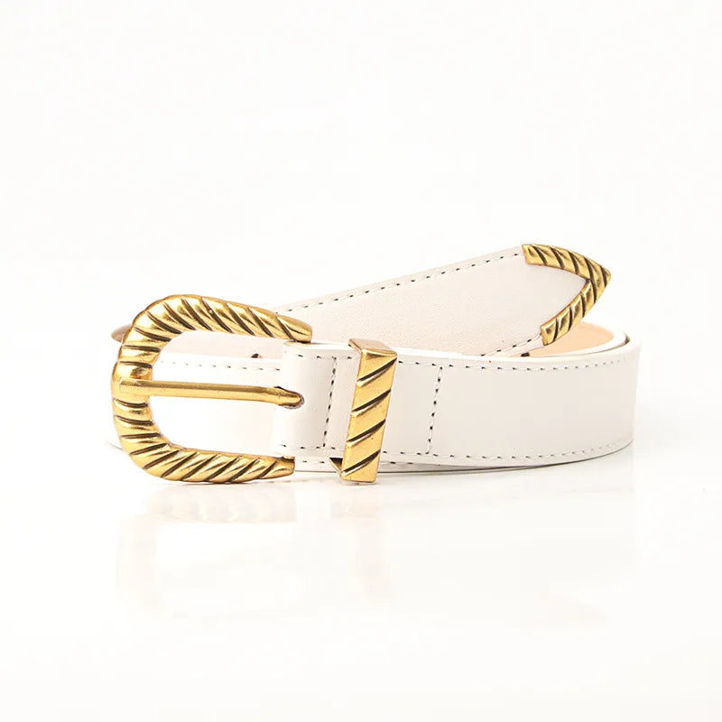 Simple Style Solid Color Pu Leather Alloy Women's Leather Belts