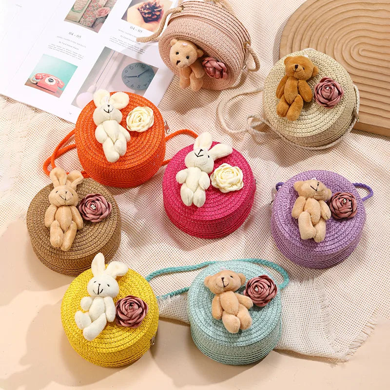 Straw Island Beach Woven Bag Women  New Popular Bag Seaside Straw Bag Cute Kid's Messenger Bag