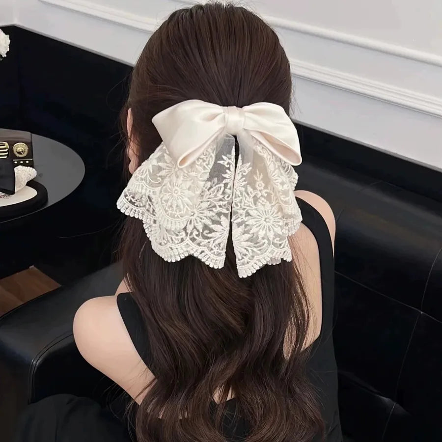 Elegant Lace Butterfly Knot Hair Clip Women's Fashionable Shark Clamp Hair Accessories Fairy Style Hairpins Headwear