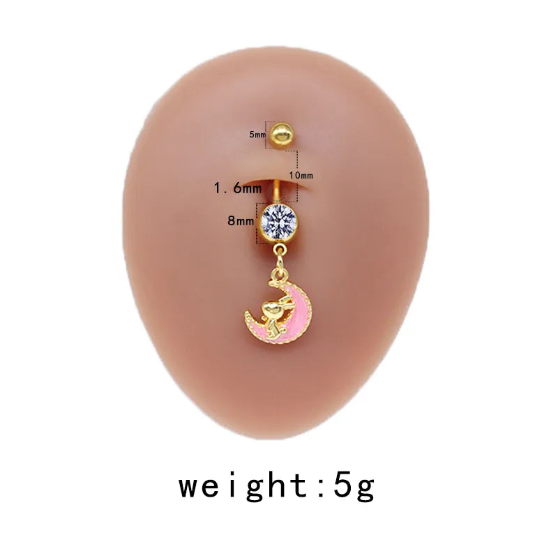 casual cute commute sunflower starry sky snowflake stainless steel copper plating inlay rhinestones zircon white gold plated gold plated belly ring