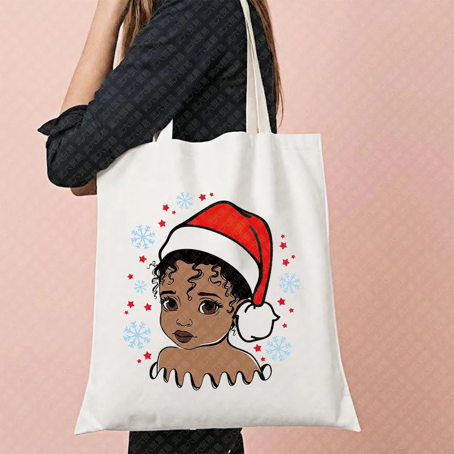 Halloween Movie Pattern Canvas Tote Bag Reusable Shopping Shoulder Bag Travel Large Square Printed Handbag Retro Style Women