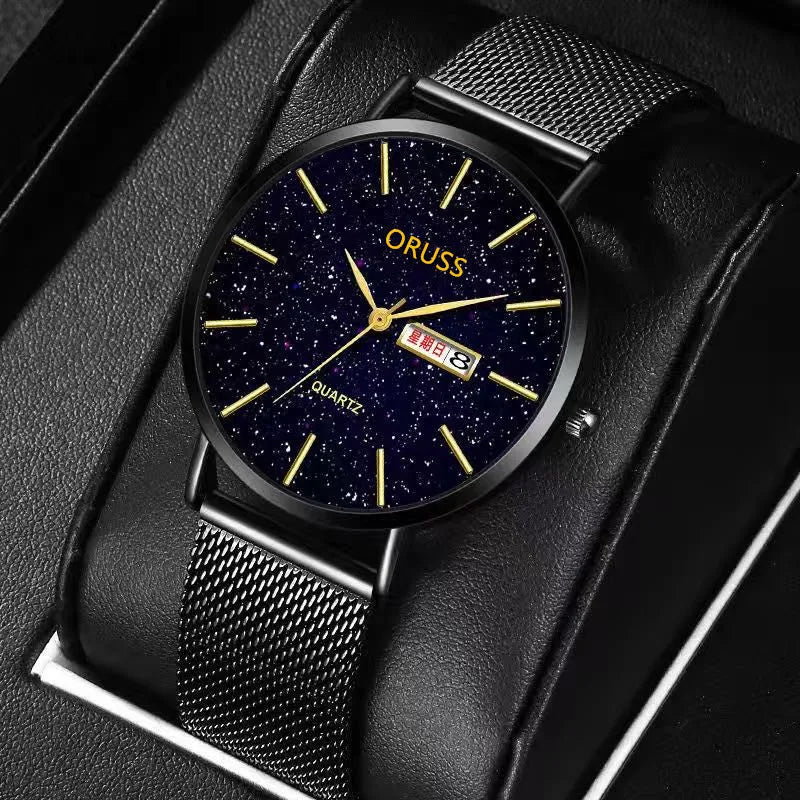 TikTok Gentleman Star Movement Watch Men's Watch Genuine Luminous Waterproof Calendar High-end Handsome Fashion  New
