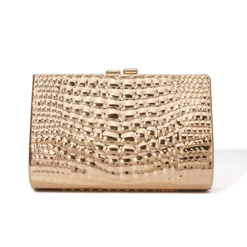 Silver Black Gold Arylic Solid Color Snakeskin Square Evening Bags