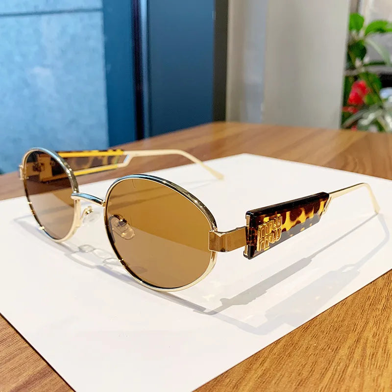Simple Style Letter Pc Oval Frame Full Frame Glasses