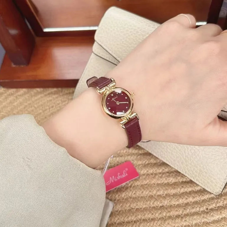 Retro Simple Style Solid Color Buckle Quartz Watch Women's Watches