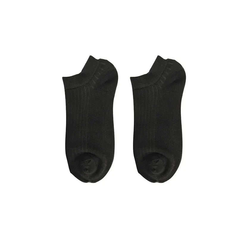 men's japanese style solid color cotton embroidery ankle socks a pair