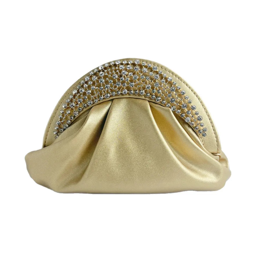 Elegant Cloud Shape Dinner Bag Women's Crossbody Handbag Shoulder Bag Sequin And Chain Detail Polyester Evening Clutch