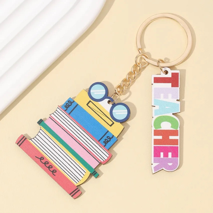 Modern Style Letter Wood Teachers' Day Unisex Keychain
