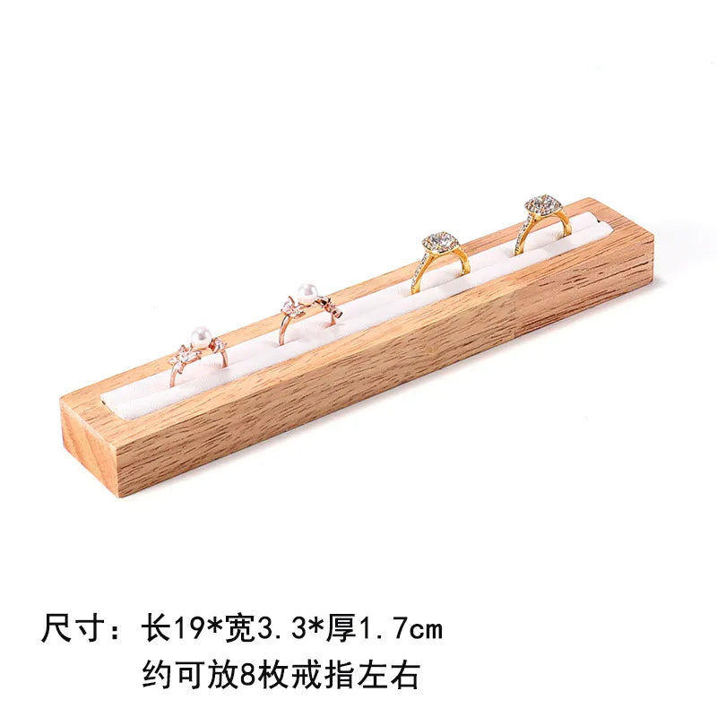 Rectangular Wooden Jewelry Ring Display Stand Holder Plate For Couple Rings High-End Craft Joining Style Jewelry Props