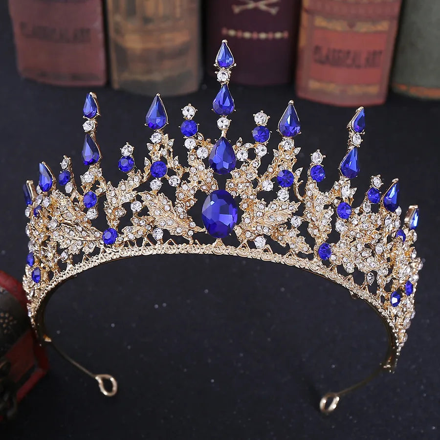 elegant oval crown alloy rhinestone inlay artificial crystal crown 1 piece