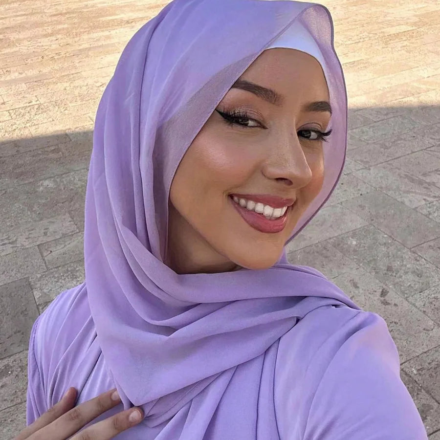 Women's Casual Elegant Simple Style Solid Color Chiffon Printing and Dyeing Hijab