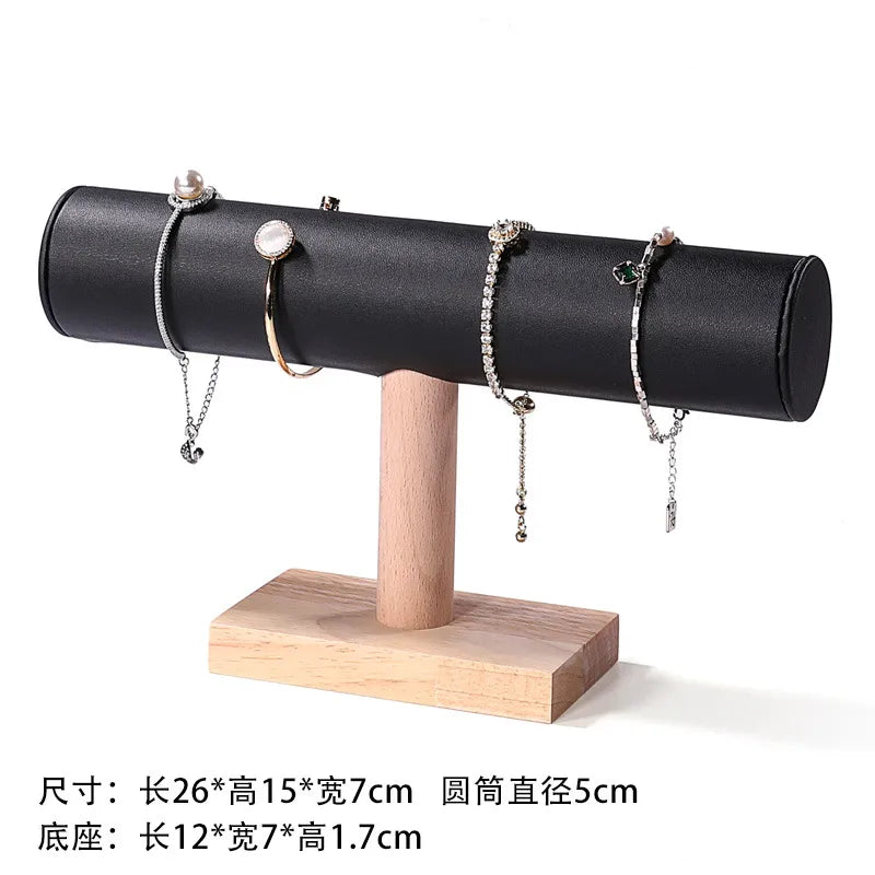 Real Wood Bracelet Display Stand Jewelry Storage Rack Hairband Holder Elastic Band Organizer Velvet Bracket Fashion Accessory