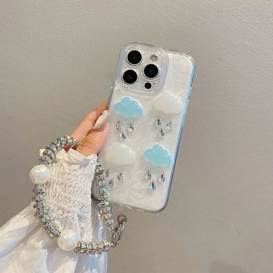 3D Diamond Clouds Apple 16 Pro Phone Case Silicone Transparent Customized Style For Huawei Mate70 Pro New Model Drop Shipping