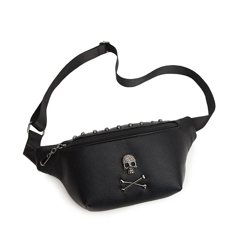 Women's Streetwear Skull Pu Leather Waist Bags