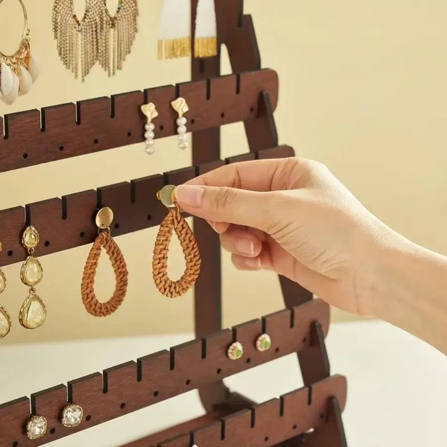Wooden Jewelry Earring Bracelet Display Stand Storage Rack Simple Style Jewelry Accessories Organizer Exhibiting Holder