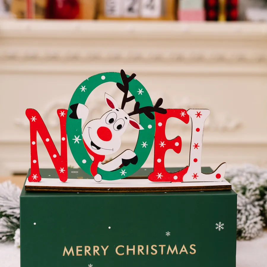 Christmas Cartoon Style Letter Snowman Wood Party Ornaments
