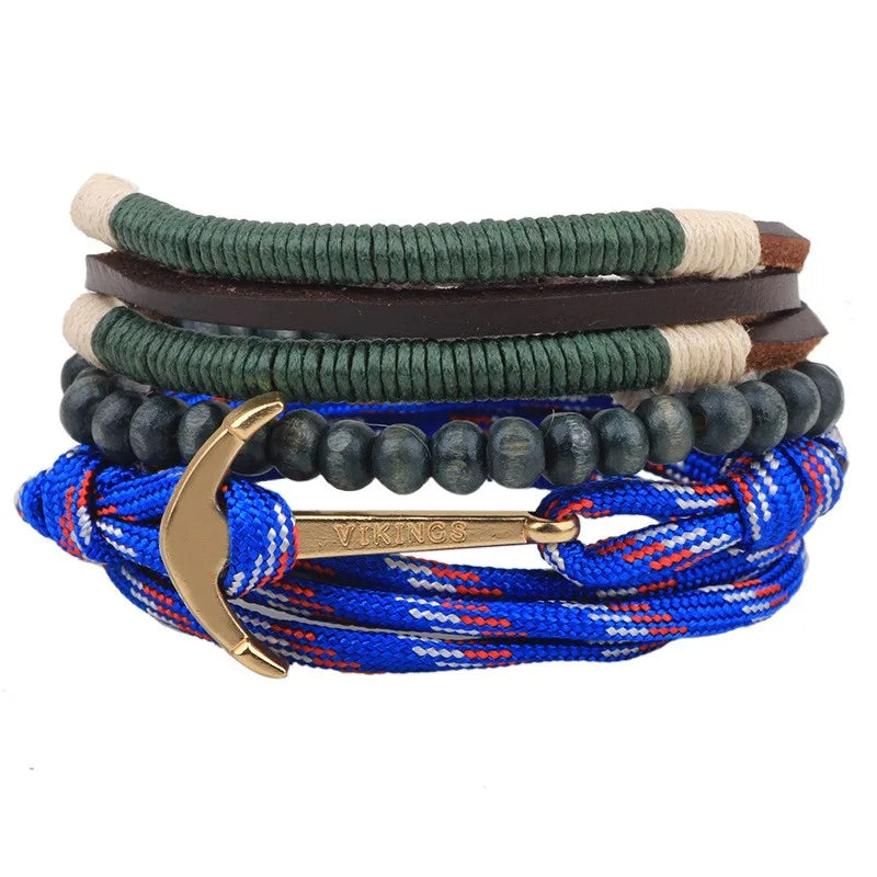 casual letter feather wings pu leather alloy beaded patchwork men's bracelets