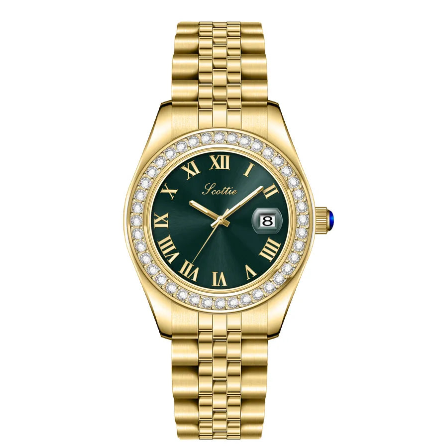 Retro Classic Style Solid Color Butterfly Double Snap Quartz Watch Women's Watches