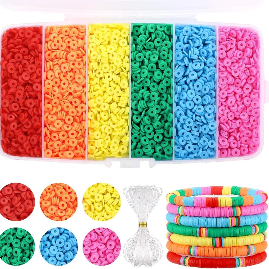 1 Set Glass soft clay Letter Solid Color Beads Rope