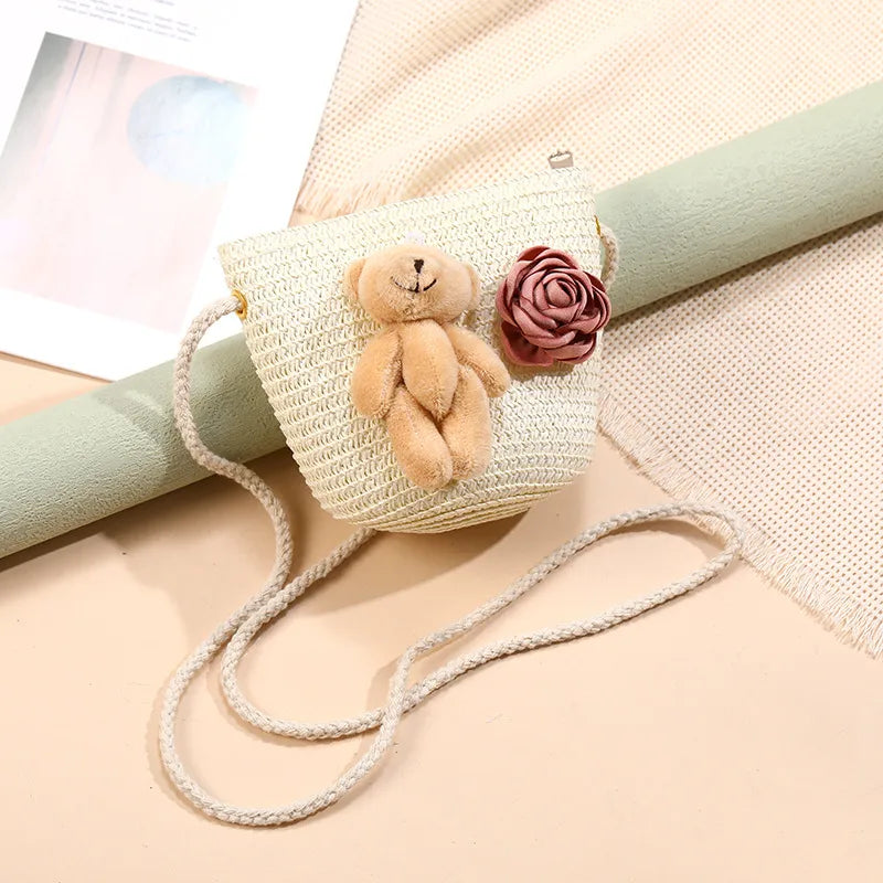 Straw Island Beach Woven Bag Women  New Popular Bag Seaside Straw Bag Cute Kid's Messenger Bag