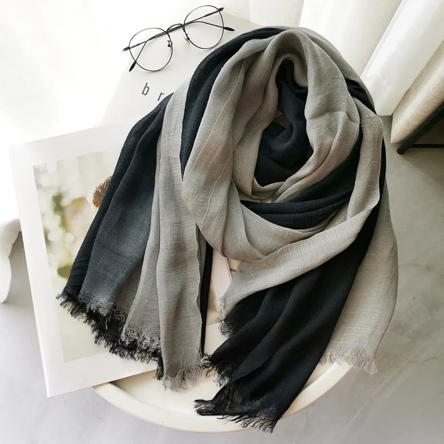 women's elegant gradient color cotton scarves & gloves