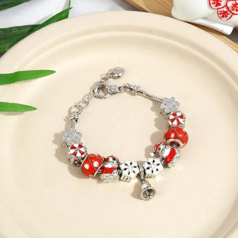 Blue Crystal Beads Bracelet Halloween DIY Snake Bone Bracelet Fashionable OL Style Alloy Cartoon Character Pattern Unisex
