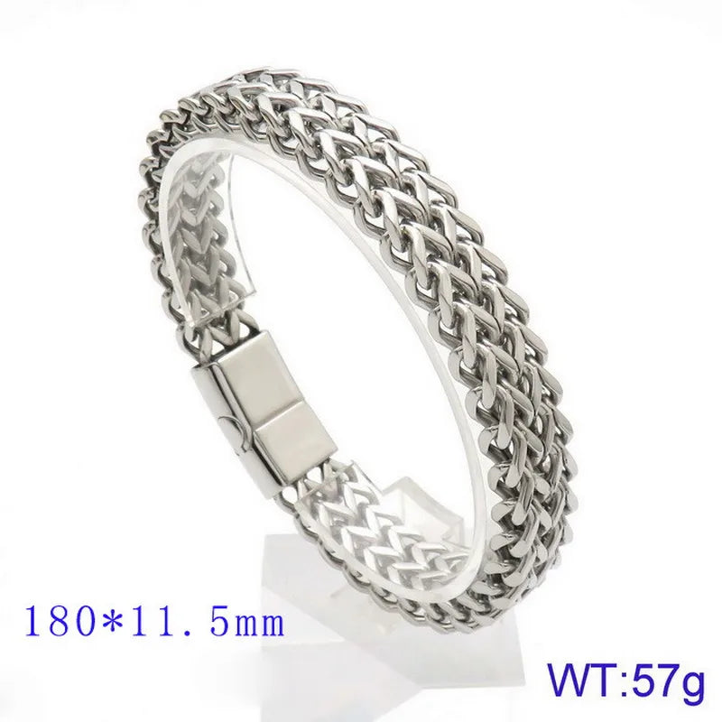 Hip-Hop Retro Color Block Titanium Steel Plating 18K Gold Plated Men's Bracelets
