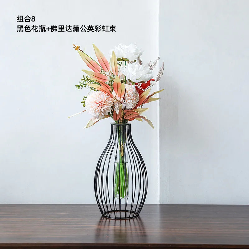 Simple Style Irregular Iron Vase Artificial Decorations