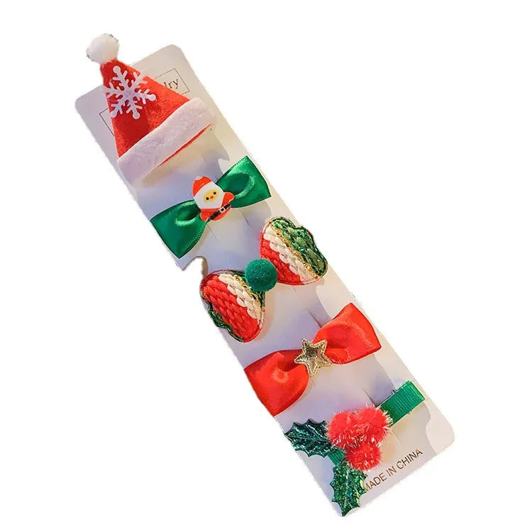 simple style christmas tree snowman cloth hair clip 1 set