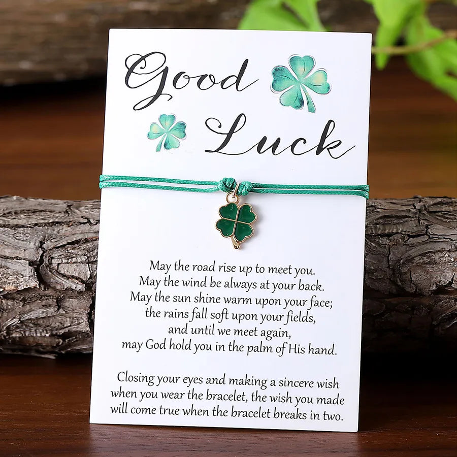 Retro Simple Style Shamrock Green Beer Alloy Woven Chain String Bracelets Wholesale