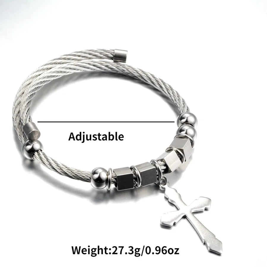 Retro Classic Style Cross Elephant Snowflake 304 Stainless Steel Men's Bangle Men Cuff & Bangle