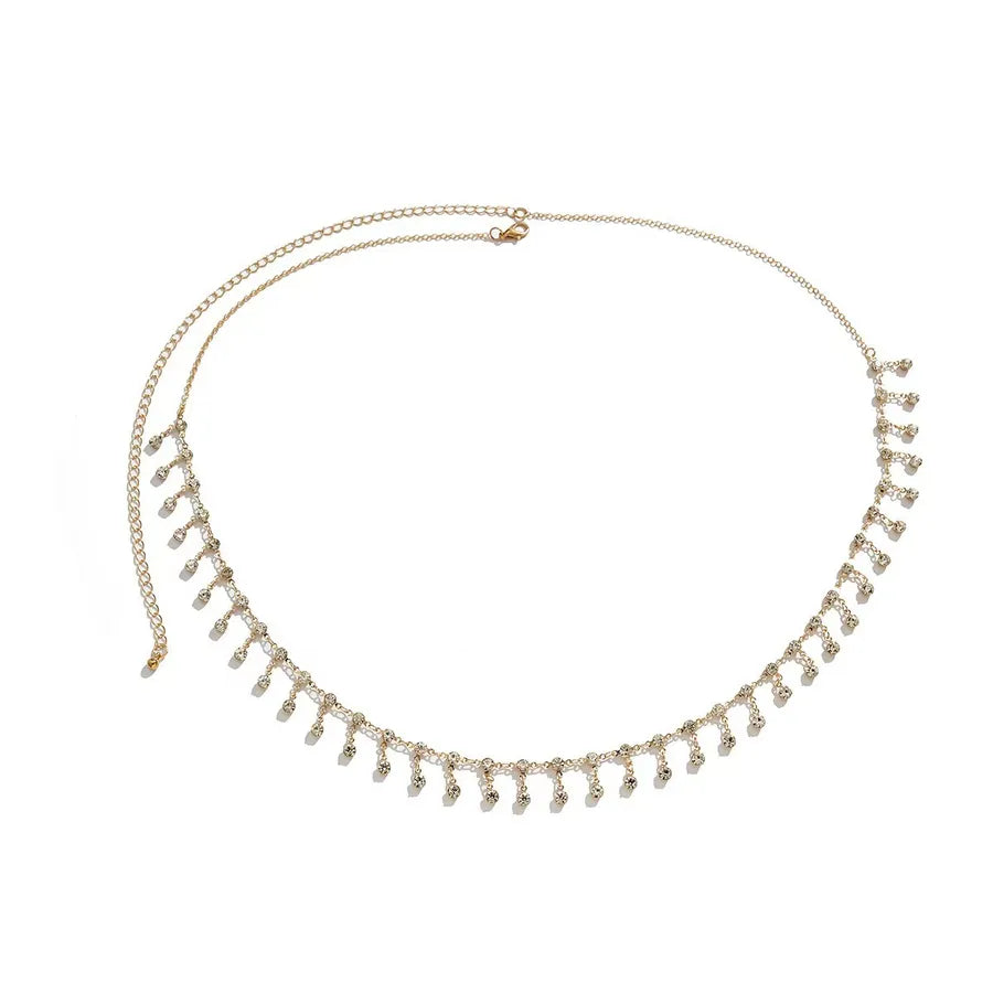 Jewelry Bikini Rhinestone Chain Waist Decoration Multi-layer Body Chain Star Rhinestone Tassel Waist Chain Women