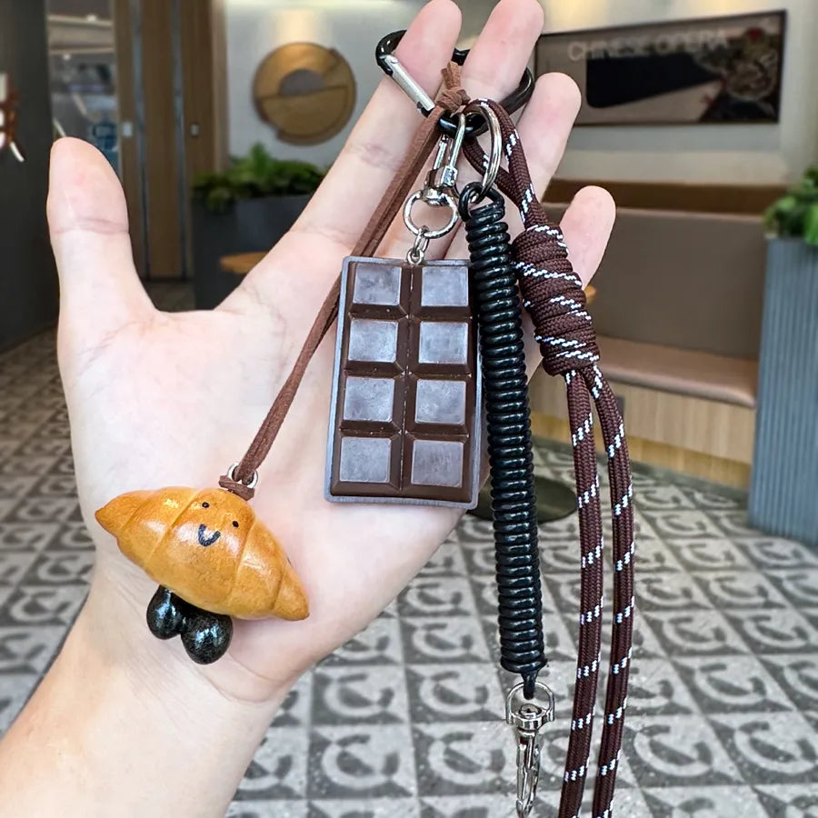 Cute Metal Keychain Pendant Beaded Bookbag Girl's Bag Charm  Style Cartoon Design Half Handmade Flower