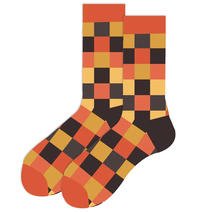Classic Style Streetwear Unisex Geometric Zebra Egg Cotton Crew Socks 5 Pairs