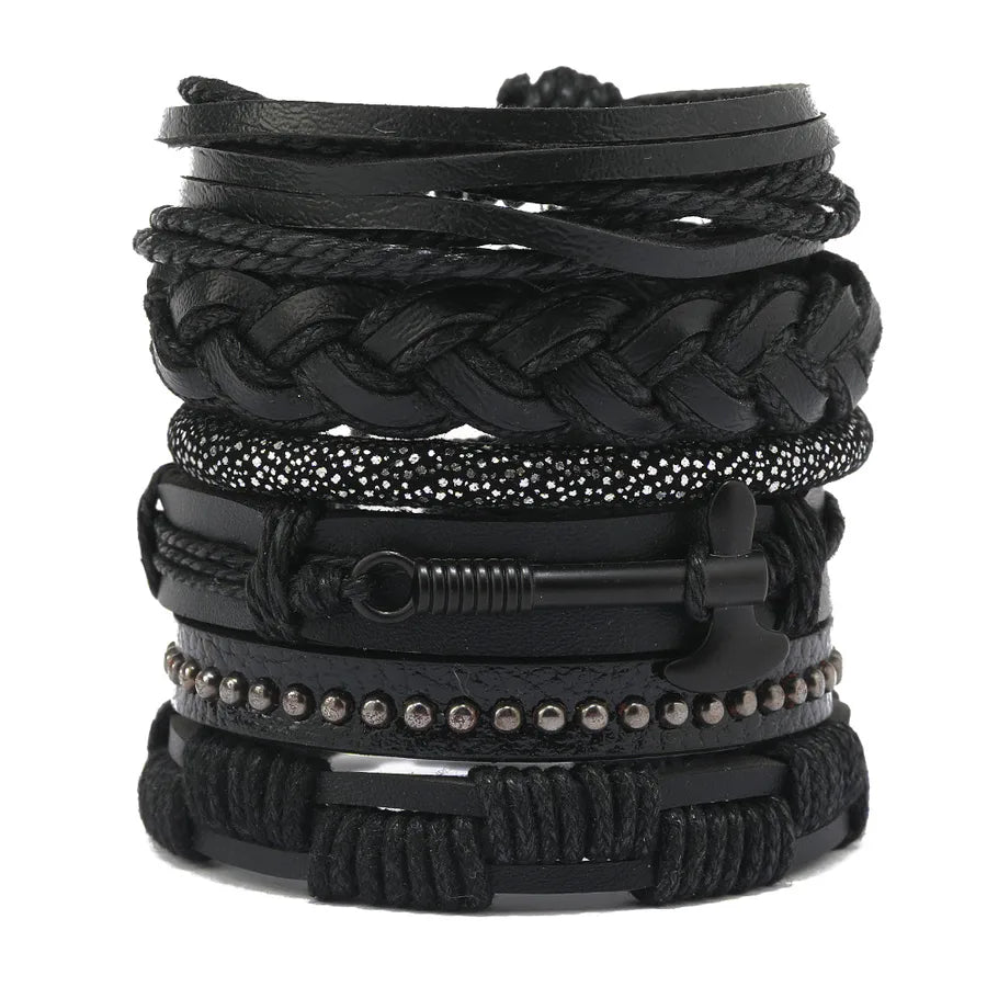 hip-hop solid color pu leather men's bangle 1 piece