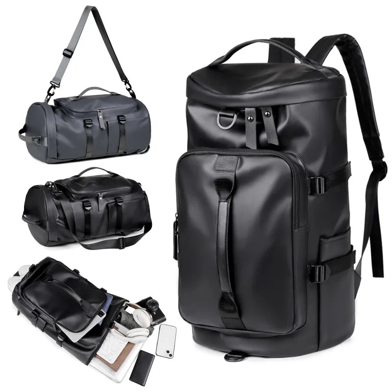 Membrane Outdoor Travel Bag Casual Large-Capacity Men's Bag Dry and Wet Separation Portable Fitness Bag Solid Color Simple Backpack
