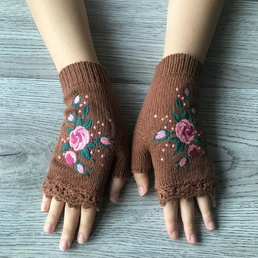 Women's Casual Printing Flower Gloves