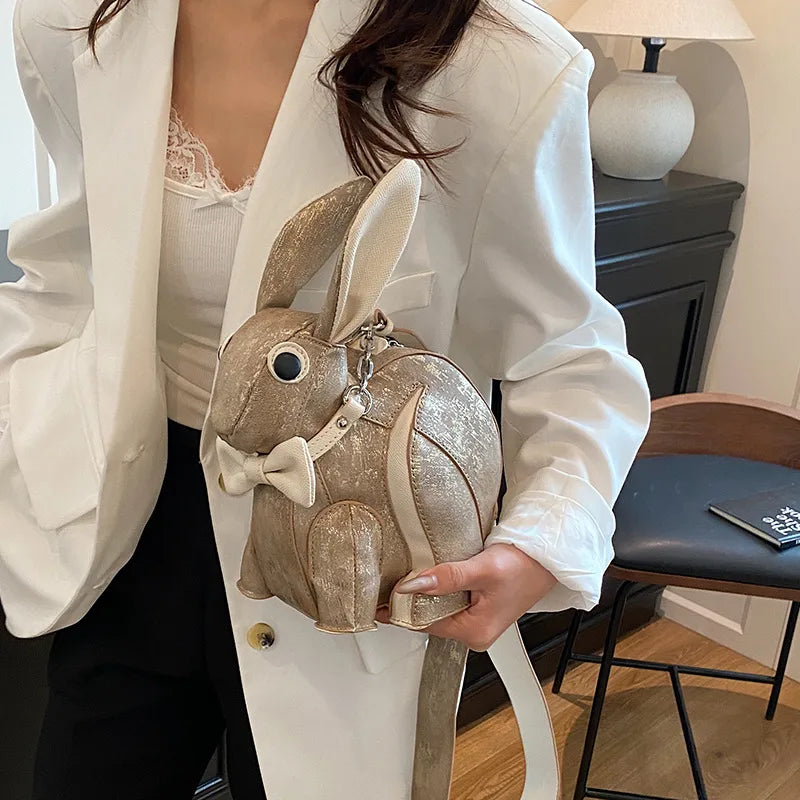 Cute Rabbit Shaped Cartoon Shoulder Bag Versatile Crossbody Bag For Girls Fashionable And Quirky Handbag In New Style