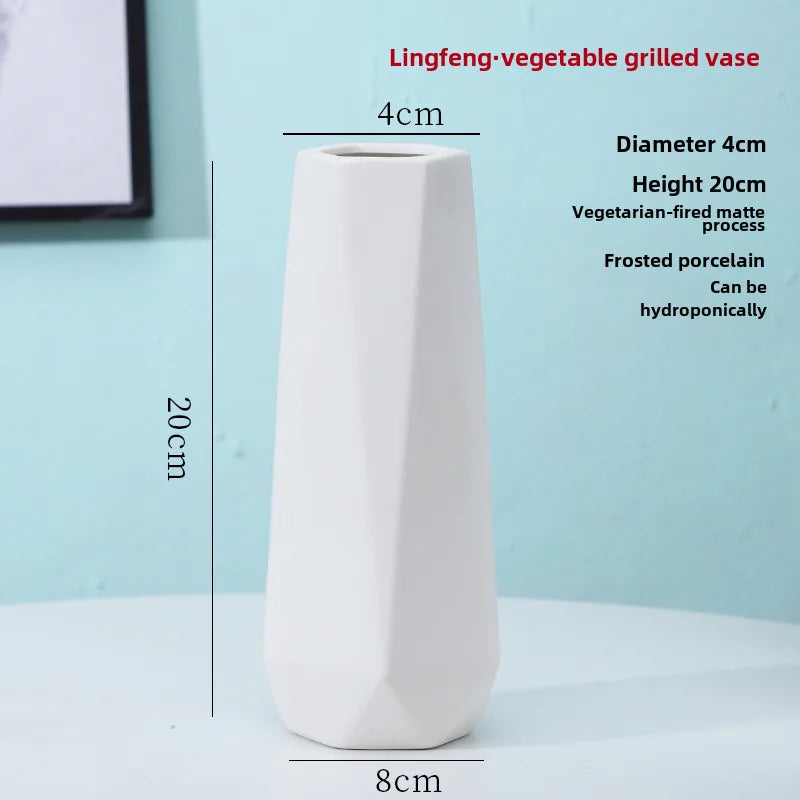 Simple Modern Star Ceramic Vase Ornaments Living Room White Porcelain Fresh Dried Flower Creative Ceramic Flower Set
