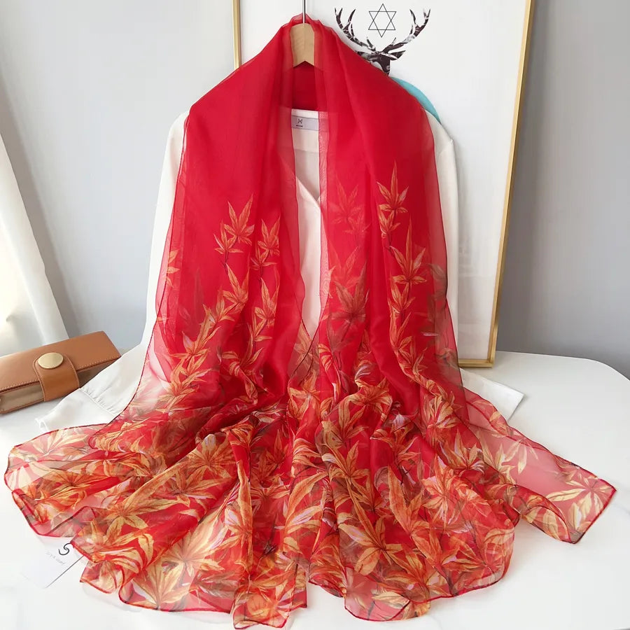 Women's Elegant Printing Polyester Chiffon Silk Scarf