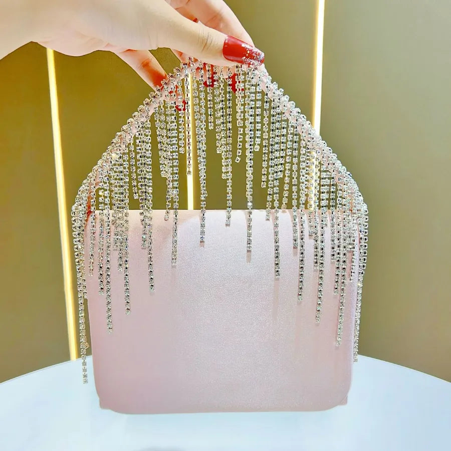 Elegant Evening Clutch Bag For Women Handbag Shoulder Bag Diamond Embellished Tassel Detail Square Bag Fashionable Accessory