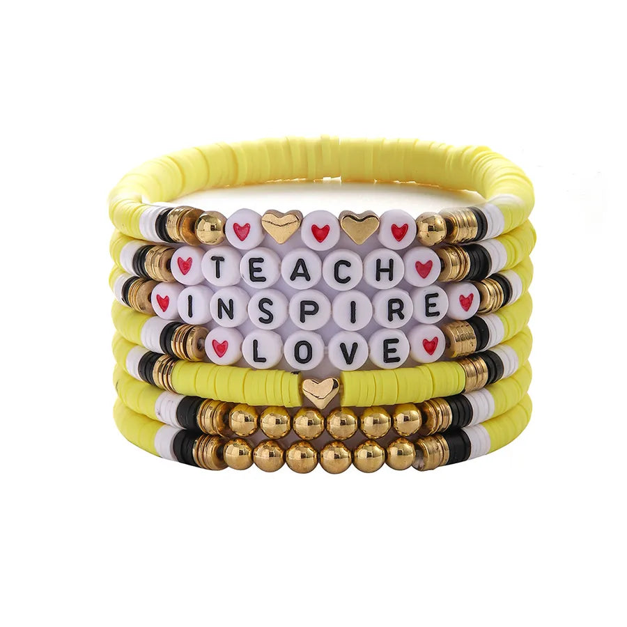 Casual Simple Style Letter Heart Shape CCB soft clay Wholesale Bracelets