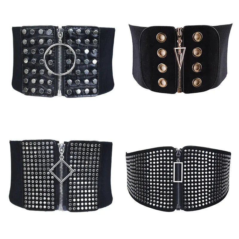 fashion solid color pu leather  women's corset belts