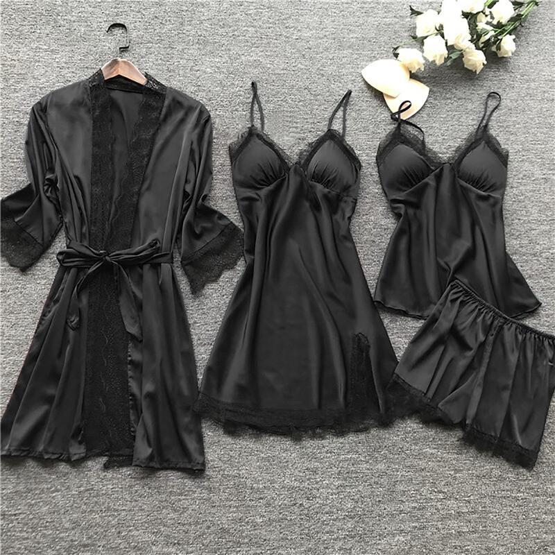solid color sexy lace pajamas