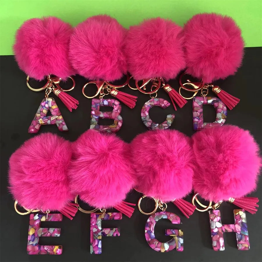 Simple Style Commute Letter Hairball Resin Unisex Bag Pendant Keychain