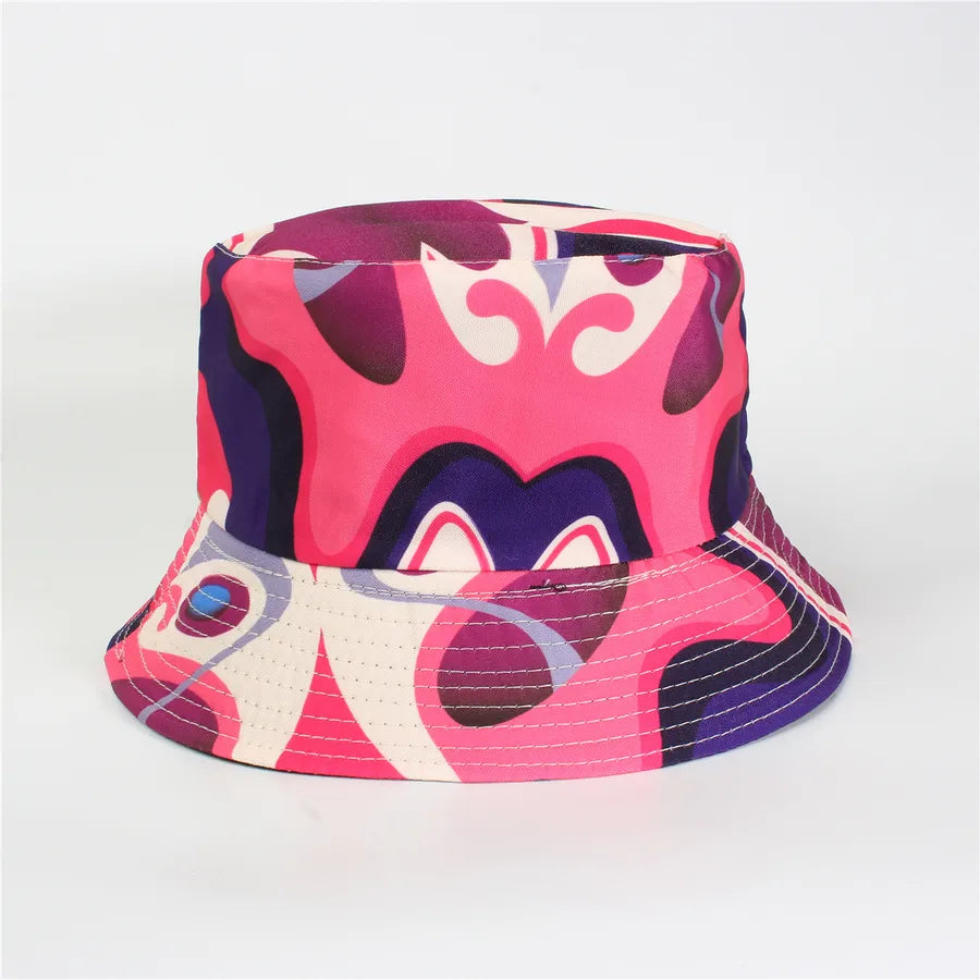 Double-Sided Fisherman Hat Women's Floral Print Sunshade Leaf Animal Cartoon Bucket Cap Spring Summer Elegant Casual Style