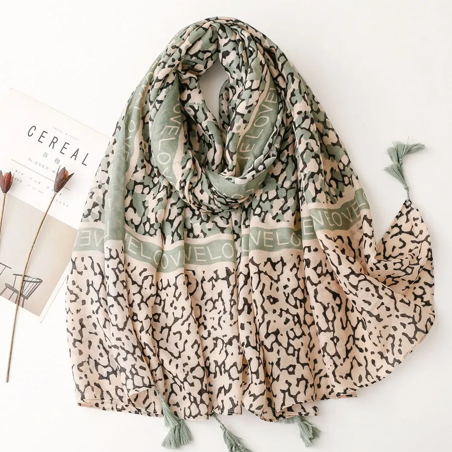 women's fashion leopard polyester printing winter scarves
