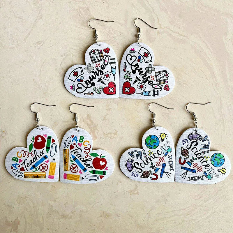 1 pair novelty simple style letter heart shape pu leather ear hook