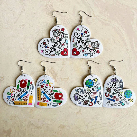 1 pair novelty simple style letter heart shape pu leather ear hook