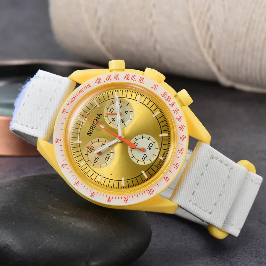Foreign Trade Men's Niricha Oujia Glue Shell 6-Pin Super Luminous Quartz Watch Manufacturer Wholesale One Generation